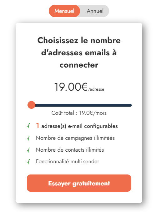 Choice of email addresses to connect to Emelia