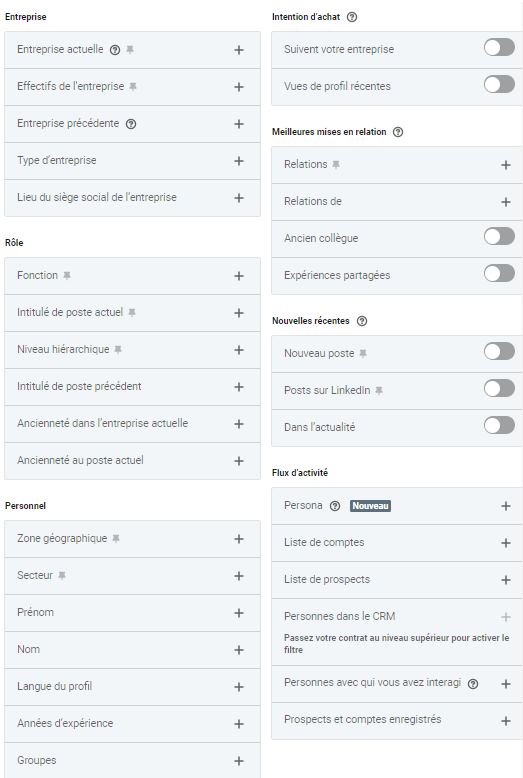 sales navigator lead filters
