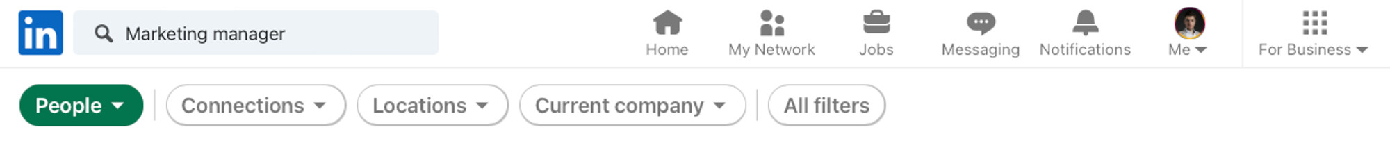 LinkedIn filters