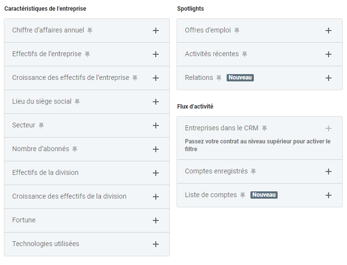 sales nav account filters