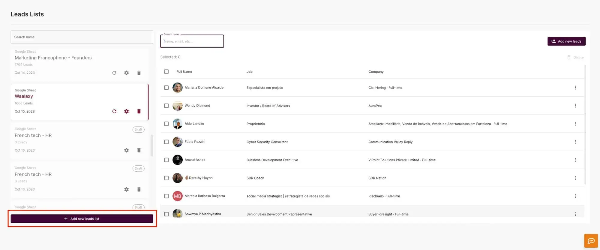 Pasting the URL into SalesMind