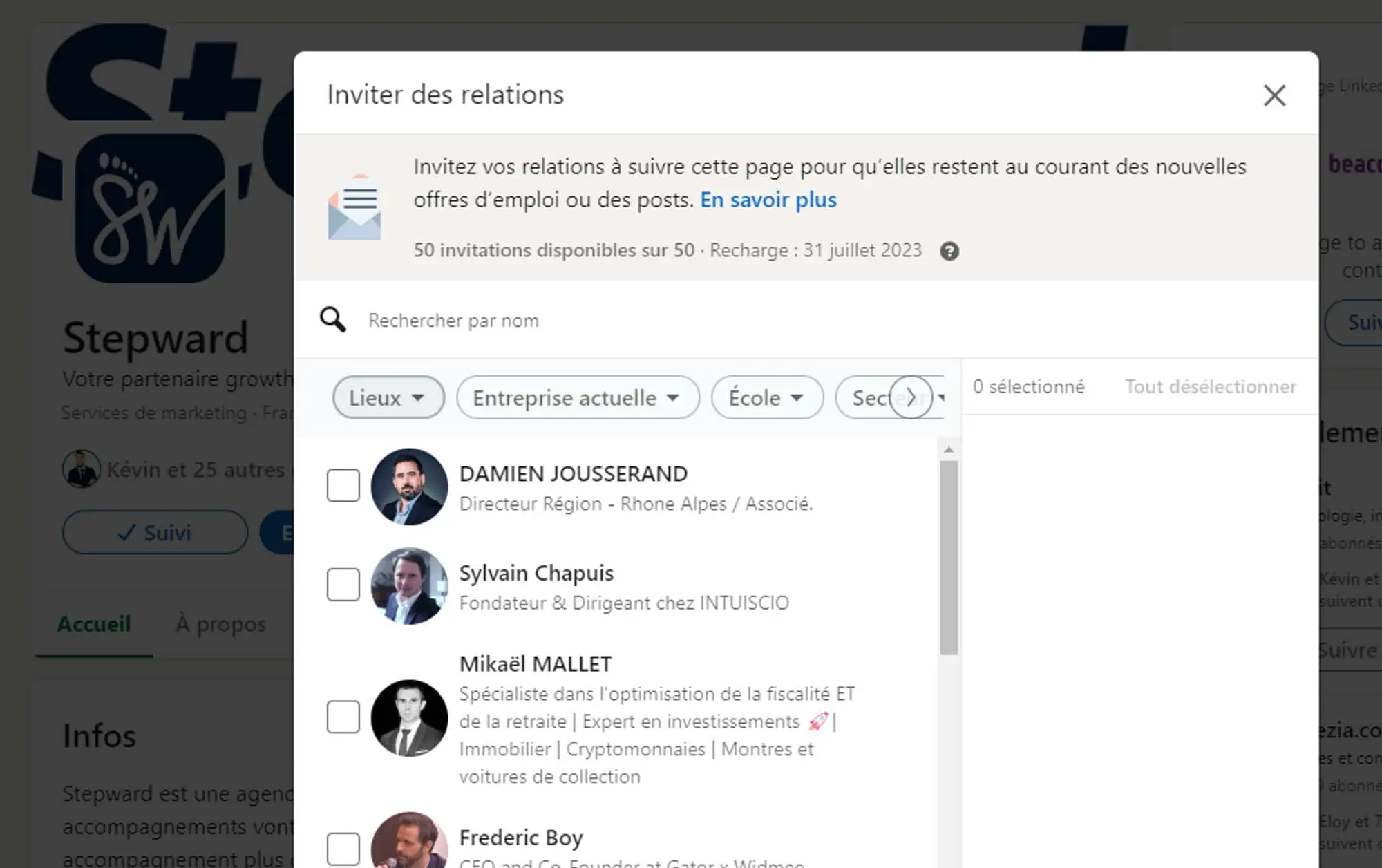 Invite contacts on LinkedIn