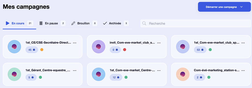 Waalaxy campaigns tabs