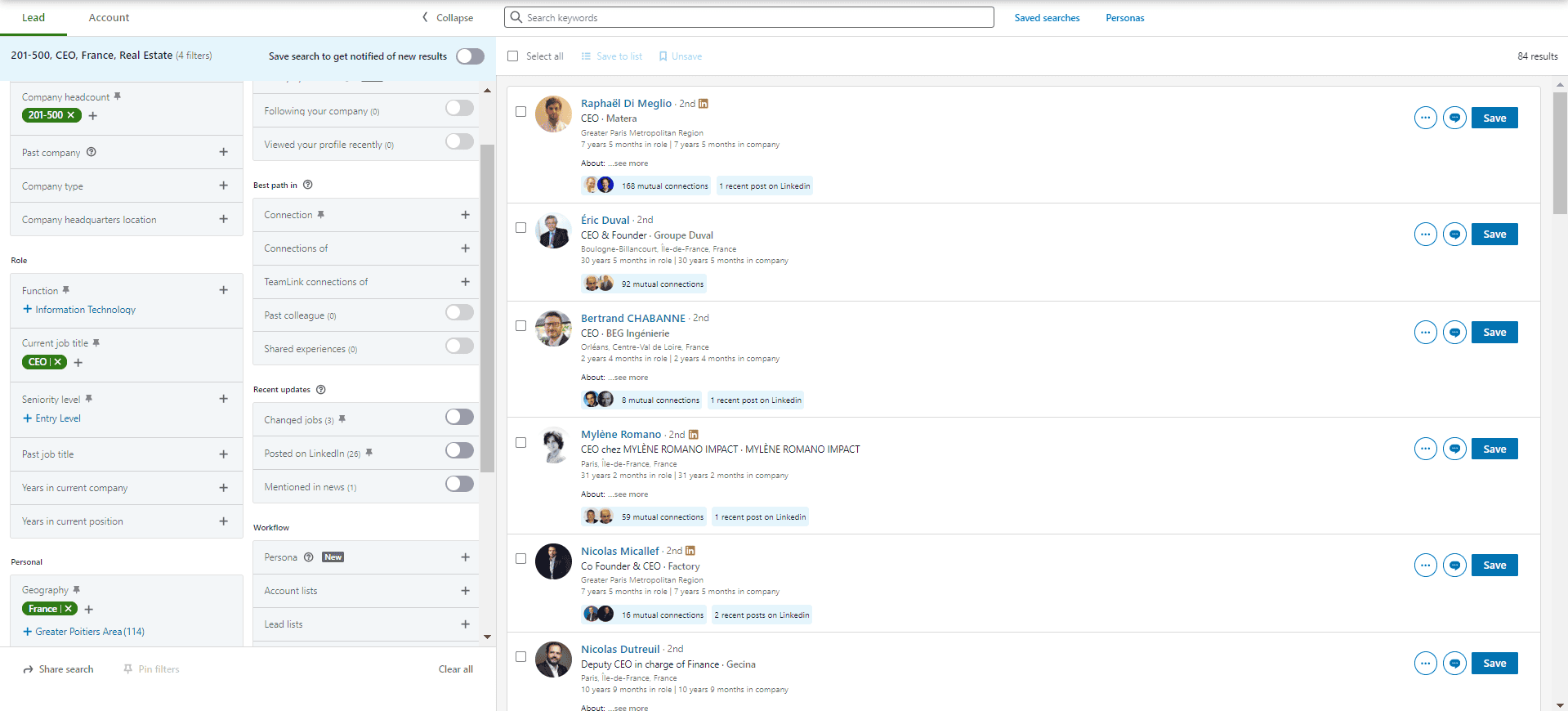 Filters in Sales Navigator