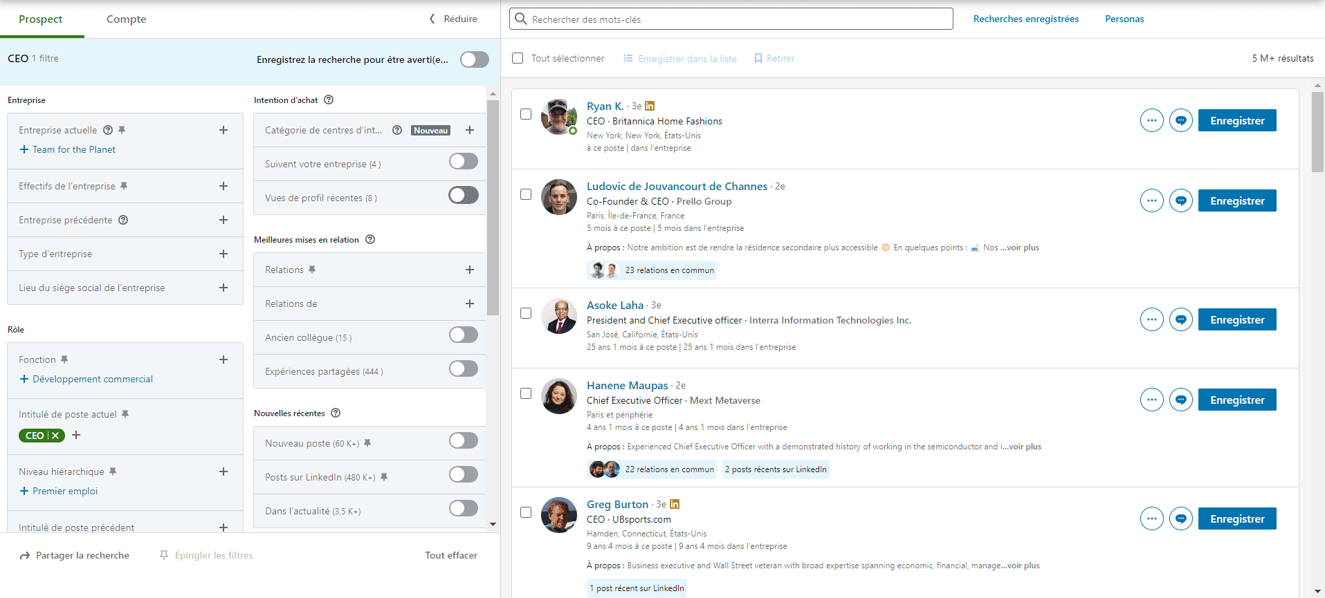 Sales Navigator filters