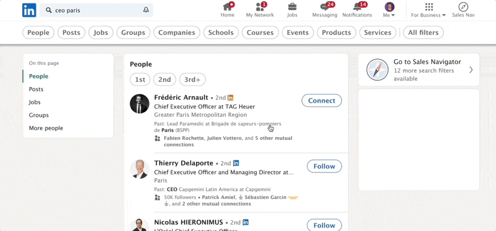 linkedin search