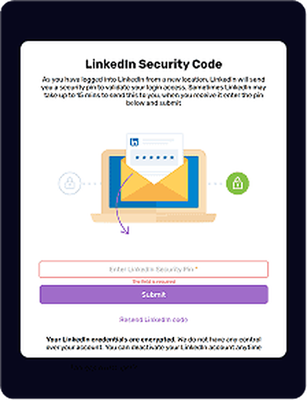 Dripify setup, step 3: Enter the verification code