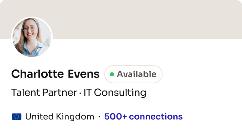 Profile card: Talent Partner, IT Consulting (Europe)