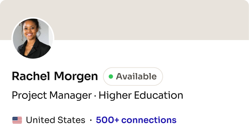 Profile card: Project Manager, Higher Education (United States)