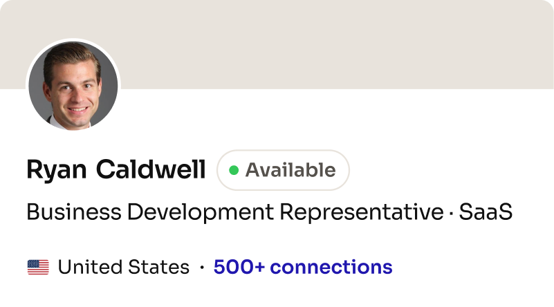 Profile card: Business Development Representative, SaaS (United States)
