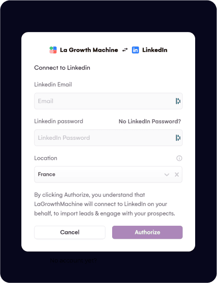 La Growth Machine setup, step 3: Connect LinkedIn